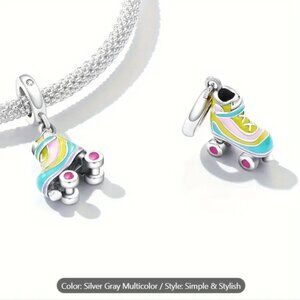 Colorful Miniature Skateboard Silverplated Fashion charm